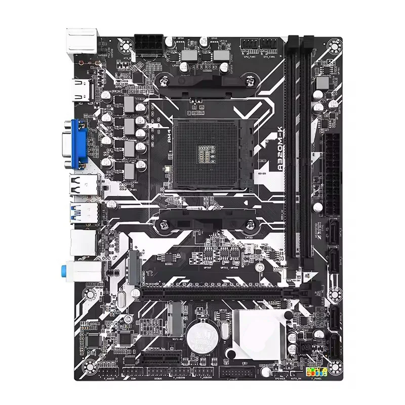 Vendas quentes amd para ryzen a320 chipset am4 desktop gaming placa-mãe hd vga cmos ddr4 memória sata interface de disco rígido único novo