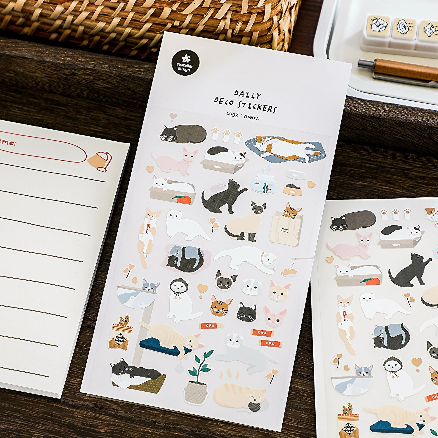 

Korean Import Suatelier Meow Happy Cats Paper Sticker Scrapbook Decoration Stationery DIY Stickers School Office Supply 1093