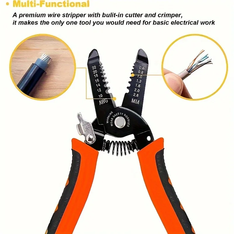 Multi-Functional Electrician Wire Stripper & Crimper Tool - Perfect For Peeling & Network Cabling