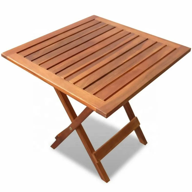 

Small Folding Garden Table Side Patio Outdoor Coffee Tea Drinks Teak Wood Picnic Table