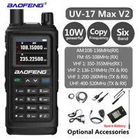 Baofeng 10W UV17 Max V2 Walkie Talkie Long Range Portable Ham Radio FM Professional 2-Way Radio For Hunting Six Bands Freq Copy