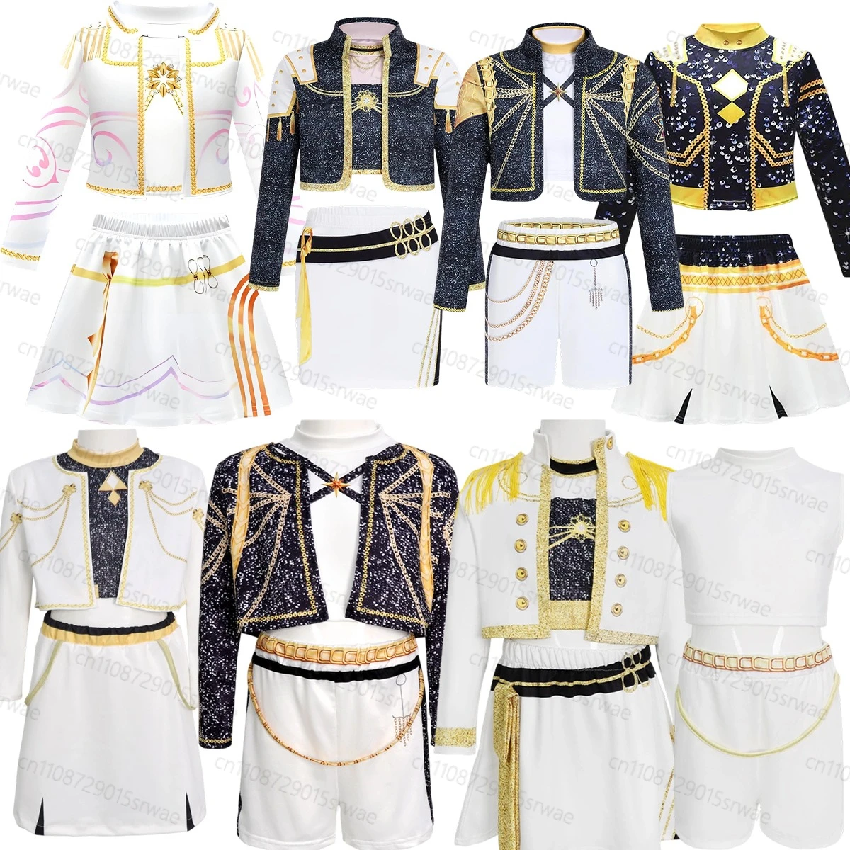 

Kids Singer Black Golden Performance Outfits Zoey Rumi Mir K-Pop Demon Hunters Anime Cosplay 3D Print Cosplay Suit Costume