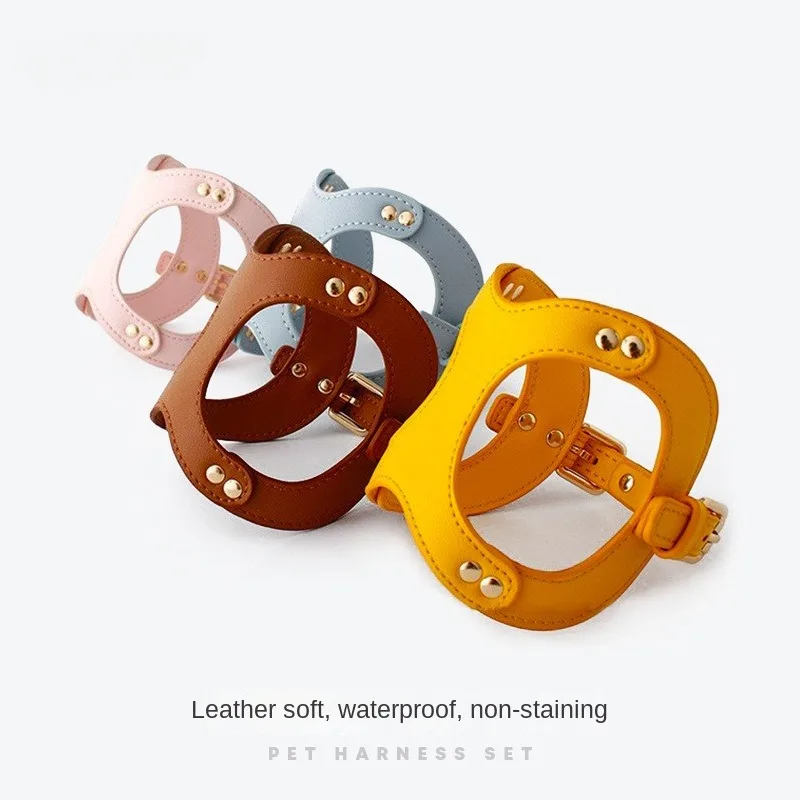 Luxury Leather Pet Harness Dogs and Cats Haulage Rope Package Cat Rope Small and Medium-Sized Dogs Puppy Supplies Accessories