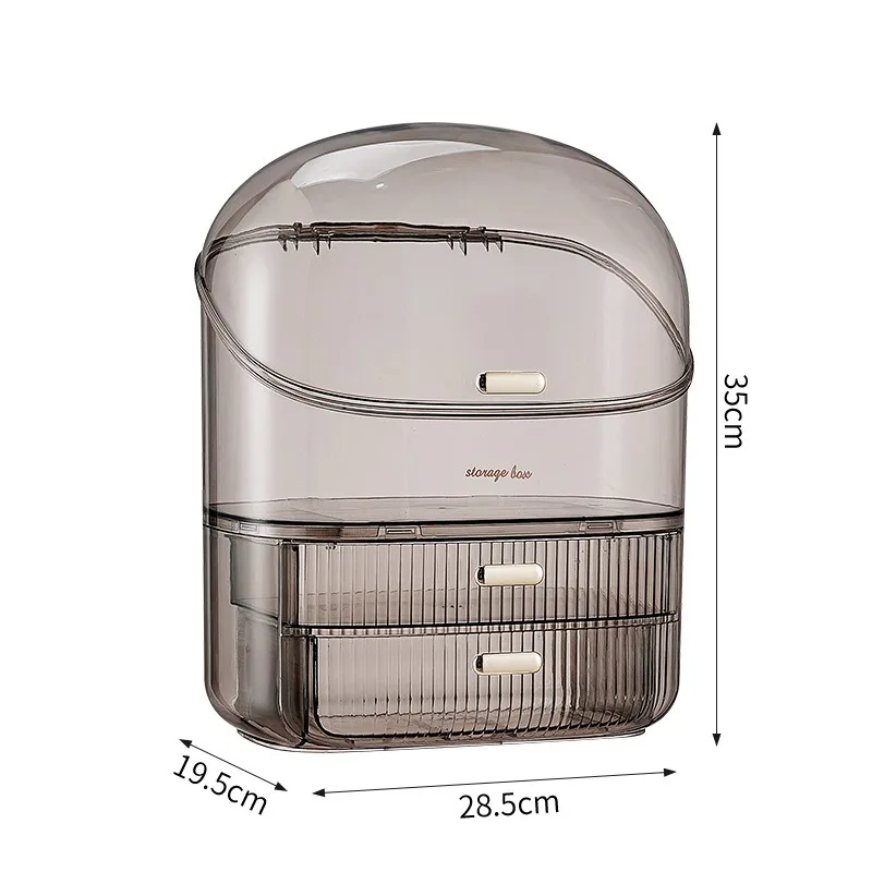 Transparent Desk Makeup Organizer Box, Large Capacity Cosmetic Jewelry Storage Drawer Bathroom Dressing Table Sundries Container