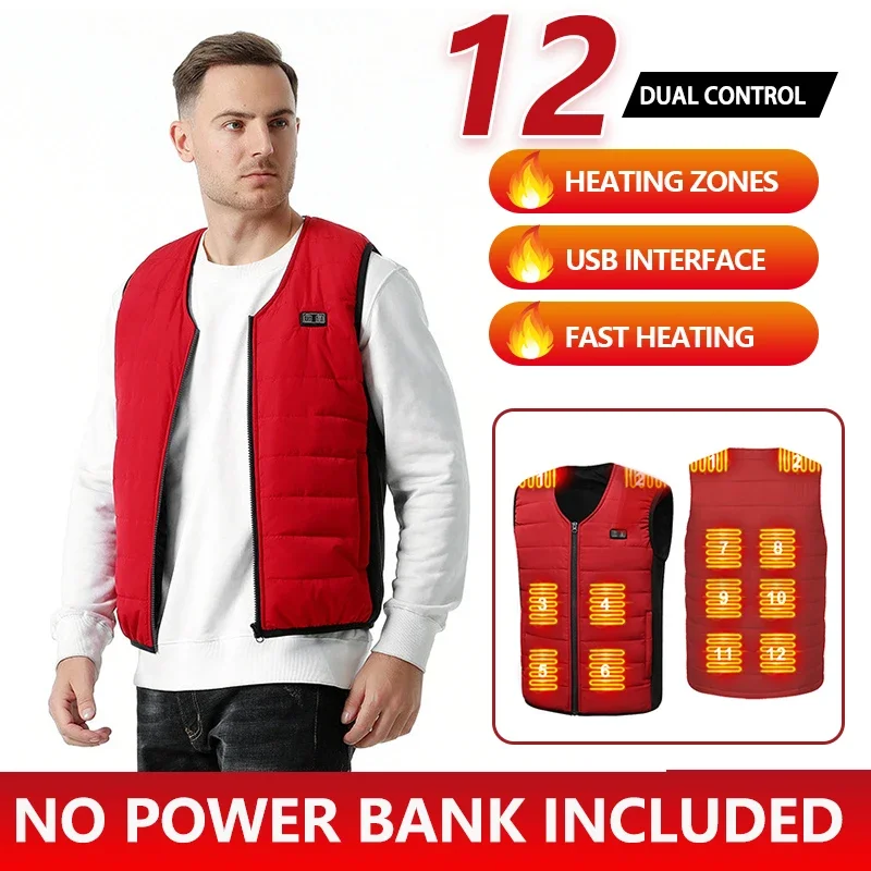 Hot vest V-neck smart hot clothes double control 12 area hot vest men and women cold large size can wear a vest