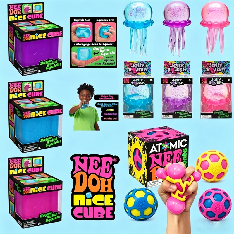 

NeeDoh Squishy Schylling Atomic Stress Relief Ball /;Squishies Blind Box Stress Relief/ Toy Sensory NeeDoh Fidget Toy Party Gift