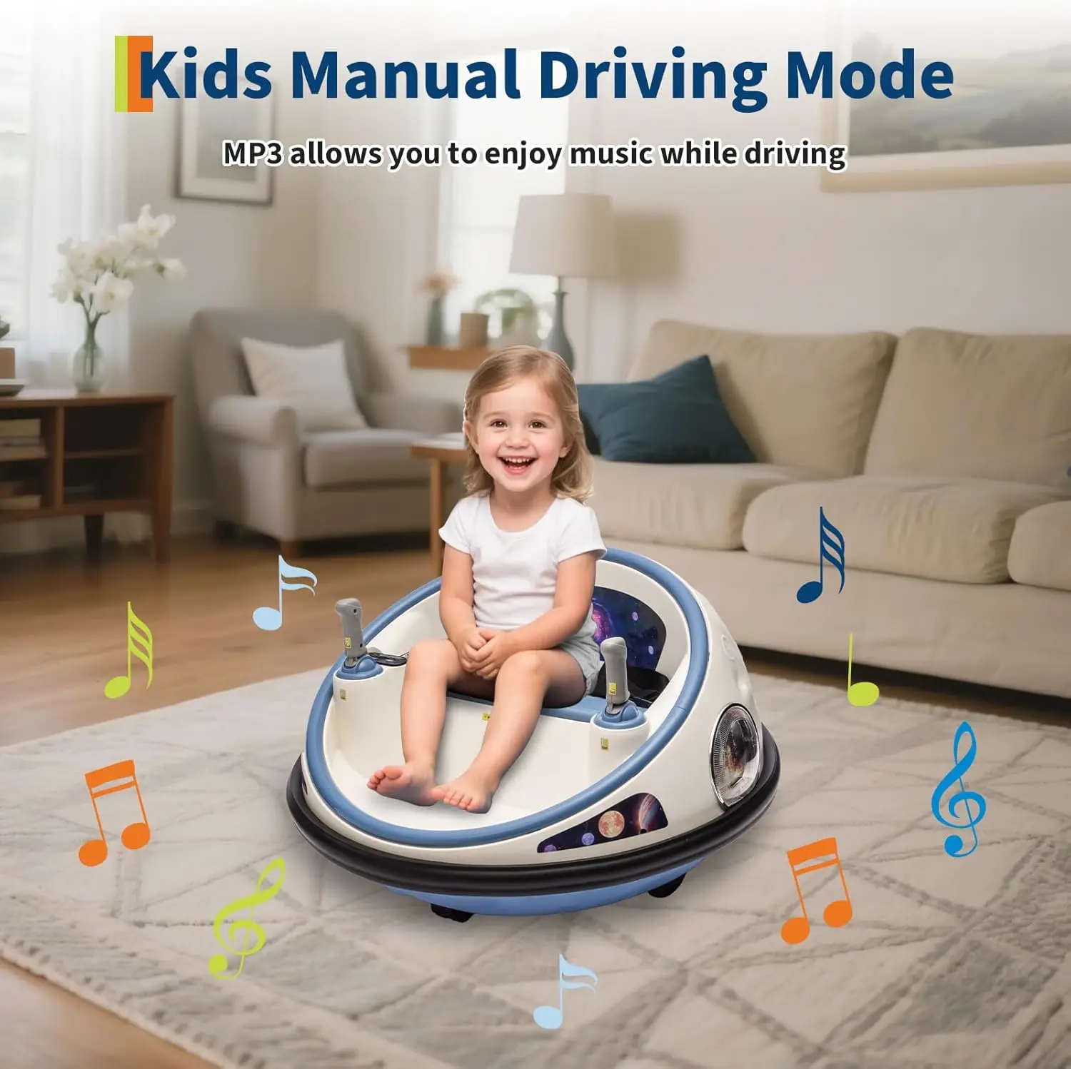 Coche de parachoques eléctrico para niños de 12 V con control remoto para padres, 360 °   Spinning & Music, 2 modos de velocidad, cinturón de seguridad, juguetes para niños