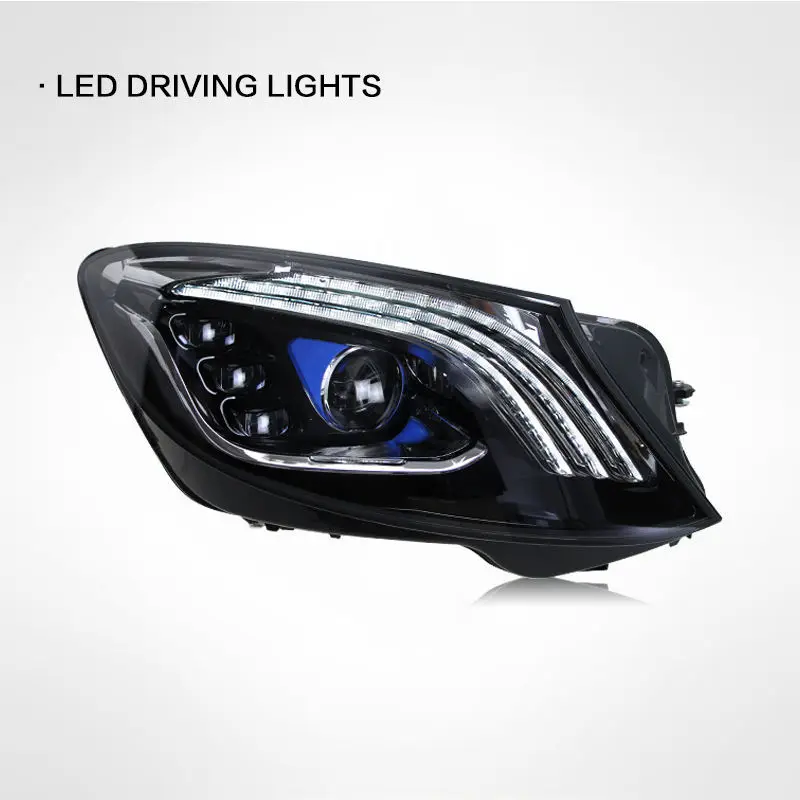 المصابيح الأمامية LED لمرسيدس بنز S-Class S Class W222 2014-2018 مجموعة المصابيح الأمامية سيارة مصباح ليد DRL بدوره إشارة التوصيل والتشغيل