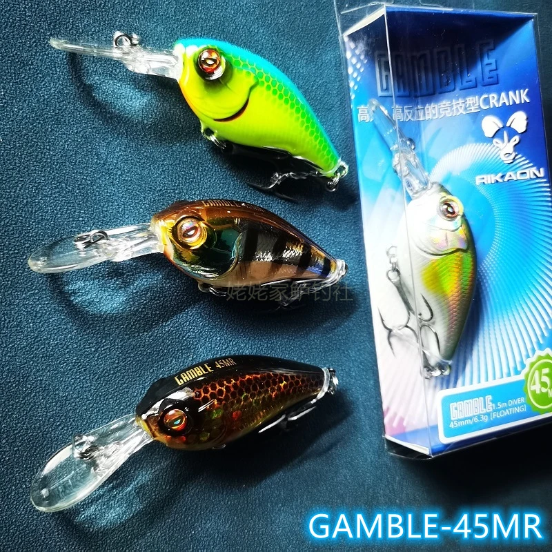 RIKAON Wild Dog Floating Rock Little Fat Man GAMBLE-45MR Luya Fake Bait Black Pit Wild Fishing Perch Mandarin Fish