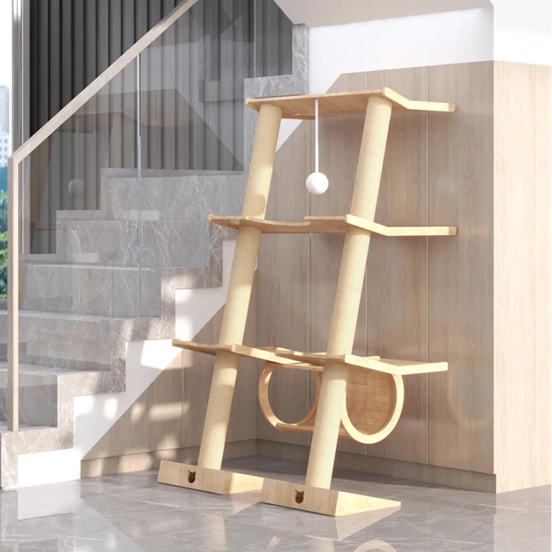 

Cat climbing frame Leaning tower Multi-layer cat scratching board Integrated solid wood cat frame Space capsule Leaning