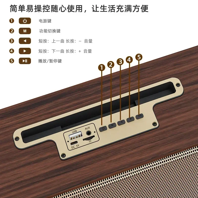 Erikole-多機能Bluetoothデスクトップスピーカー,レトロなコンピューター,FMラジオ,サブウーファー,壁のエコー,AUX, TF