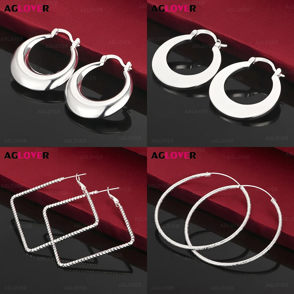 

AGLOVER 925 Sterling Silver Curved Hoop Ear Clip Women's Unique Fashion Party Jewelry