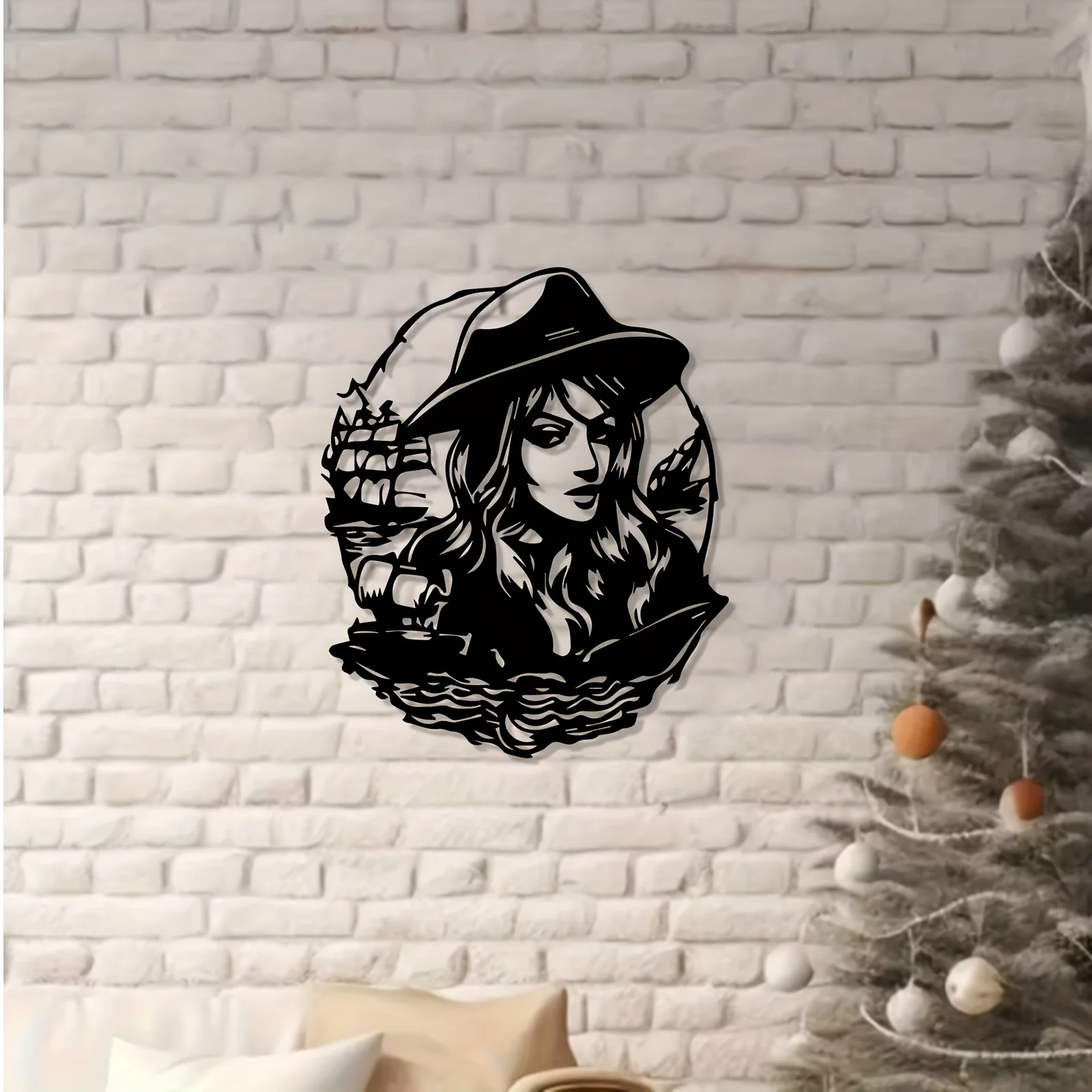 Brand Pirate Woman Ship Iron Wall Art Rustproof Weatherproof Metal Decor For Indoor Outdoor Home Garden Fence Ornament