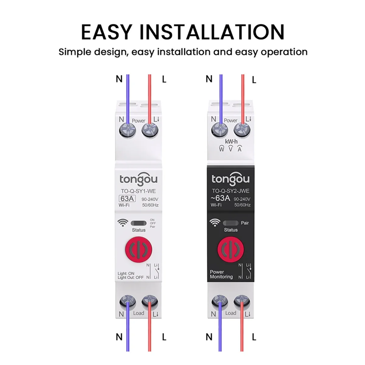 N18R  1P+N 63A 110V 220V WIFI Smart Switch Energy Meter KWh Metering Circuit Breaker Timer Relay Smart Home Protection,A