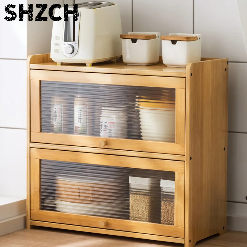 Wood Bathroom Countertop Cabinet for Kitchen Window Doors Multipurpose Storage for Spice Jars and Vanity Beauty
