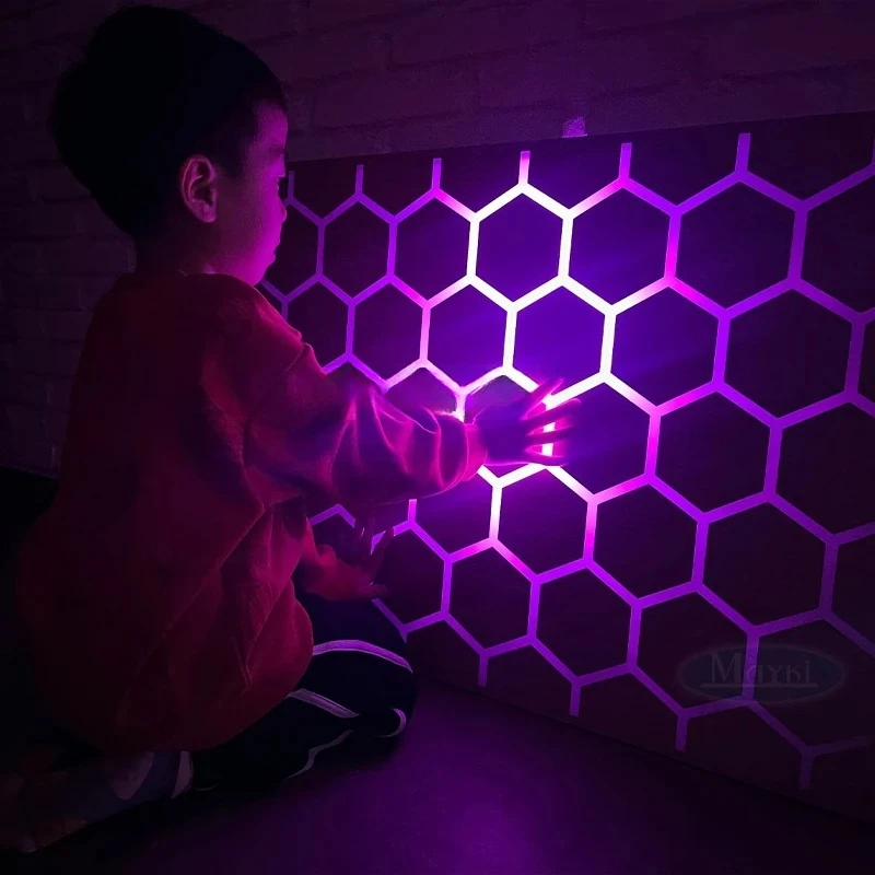 for Interactive LED Sensory Light Wall Panel Touch Activated Honeycomb LED Sensory Board For Autism Therapy Room
