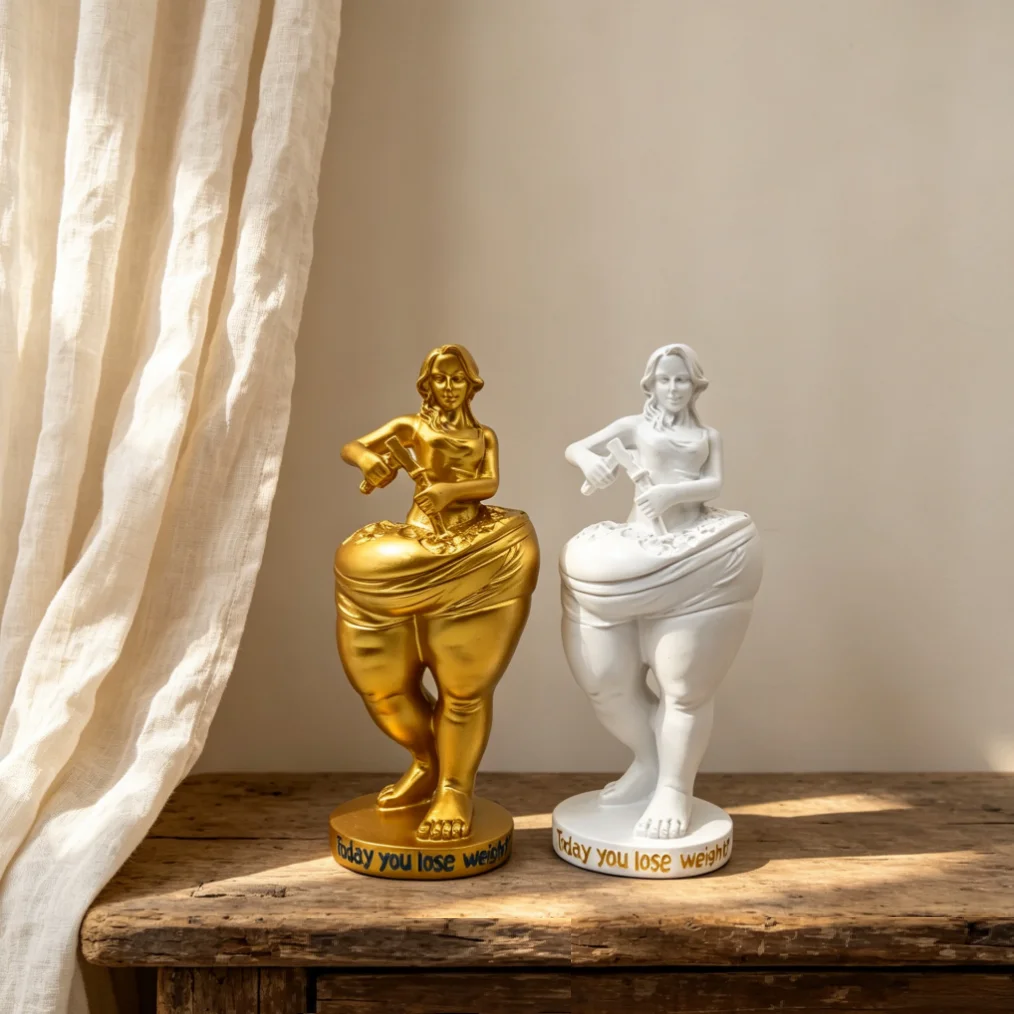 Slimming Goddess Sculpture Weight Loss Ornament Self-Motivation Resin Craft Yoga Gym Home Decor Fat Woman Gift Fat Lady Figurine