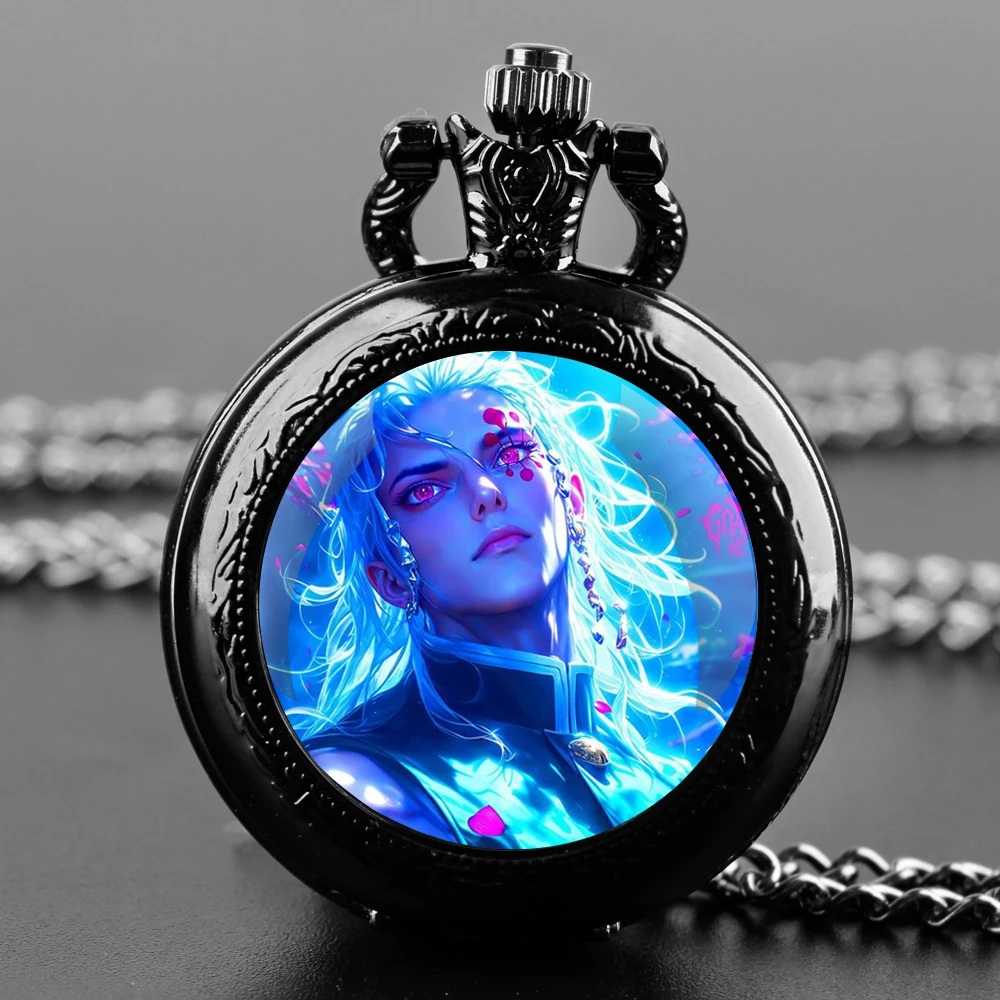 

Demon Slayer uzui Tengen Anime Glass Dome Quartz Pocket Watch Women Men Necklace Unique Pendant Clock Watch Gift Accessories