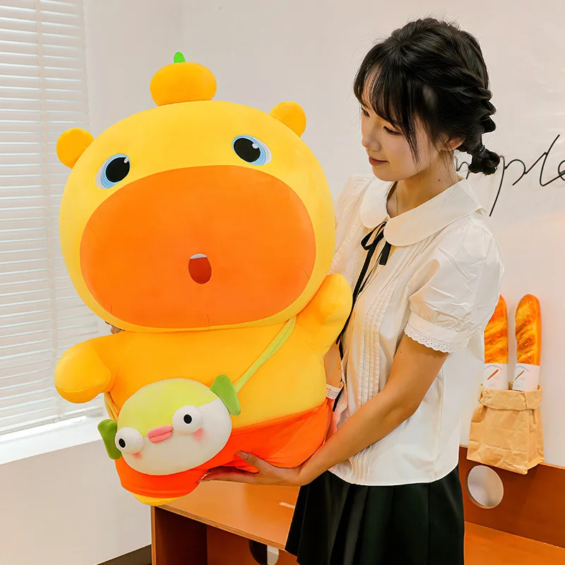 New Soft Pufferfish Backpack Capybara Plush Toy Cute Stuffed Animal Sleeping Doll Girls Kids Birthday Gift Wholesale Home Decor