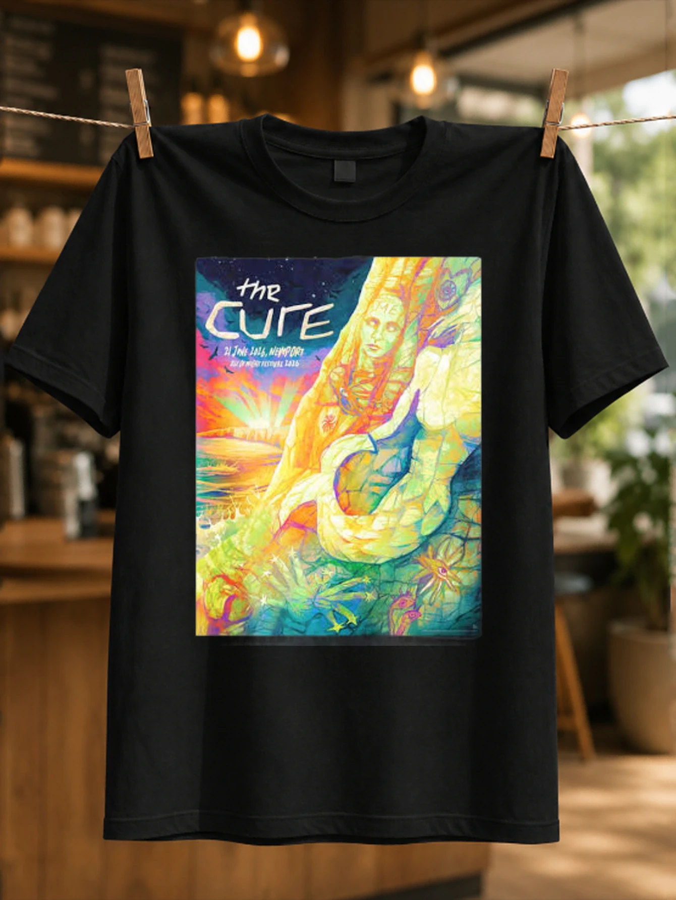 The Cure Painted Scene rainbow sketch figure sunset landse floral detail and dreamy psy ched elic  Unisex All T-Shirt