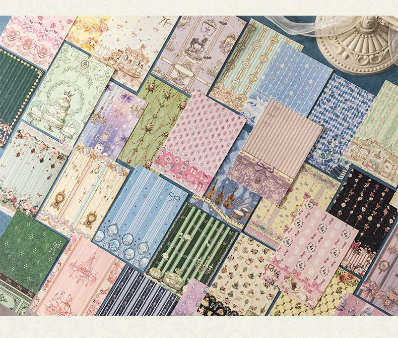 Journal GO 30 Stück Rokoko-Traum Loseblatt-Papierblock Vintage Blumenmuster Dekoratives Bastelpapier-Set für Scrapbooking Planer Journaling – Detail 13