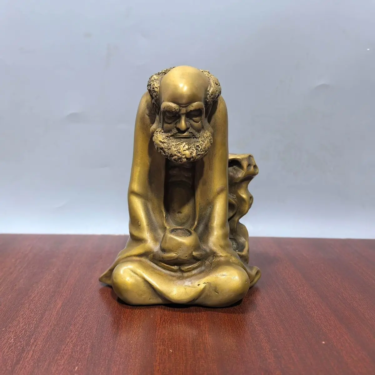 Pure copper, bronze ware Bronze statue of Patriarch Bodhidharma, Zen backflow incense burner, home antique living room decoratio