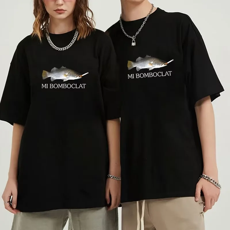 Mi Bomboclat Printed T-shirt Women Men Summer Casual Loose Funny Fashion High Street Round Neck Short