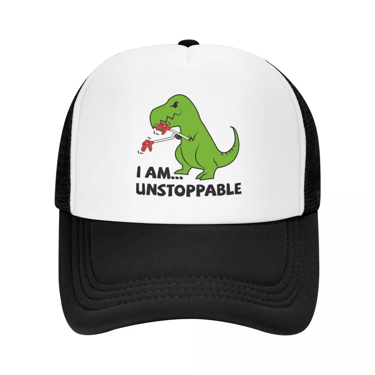 I Am Unstoppable T-rex Cap Fashion Casual Mesh Baseball Caps Adjustable Hat Hip Hop Summer Unisex Baseball Hats Polychromatic