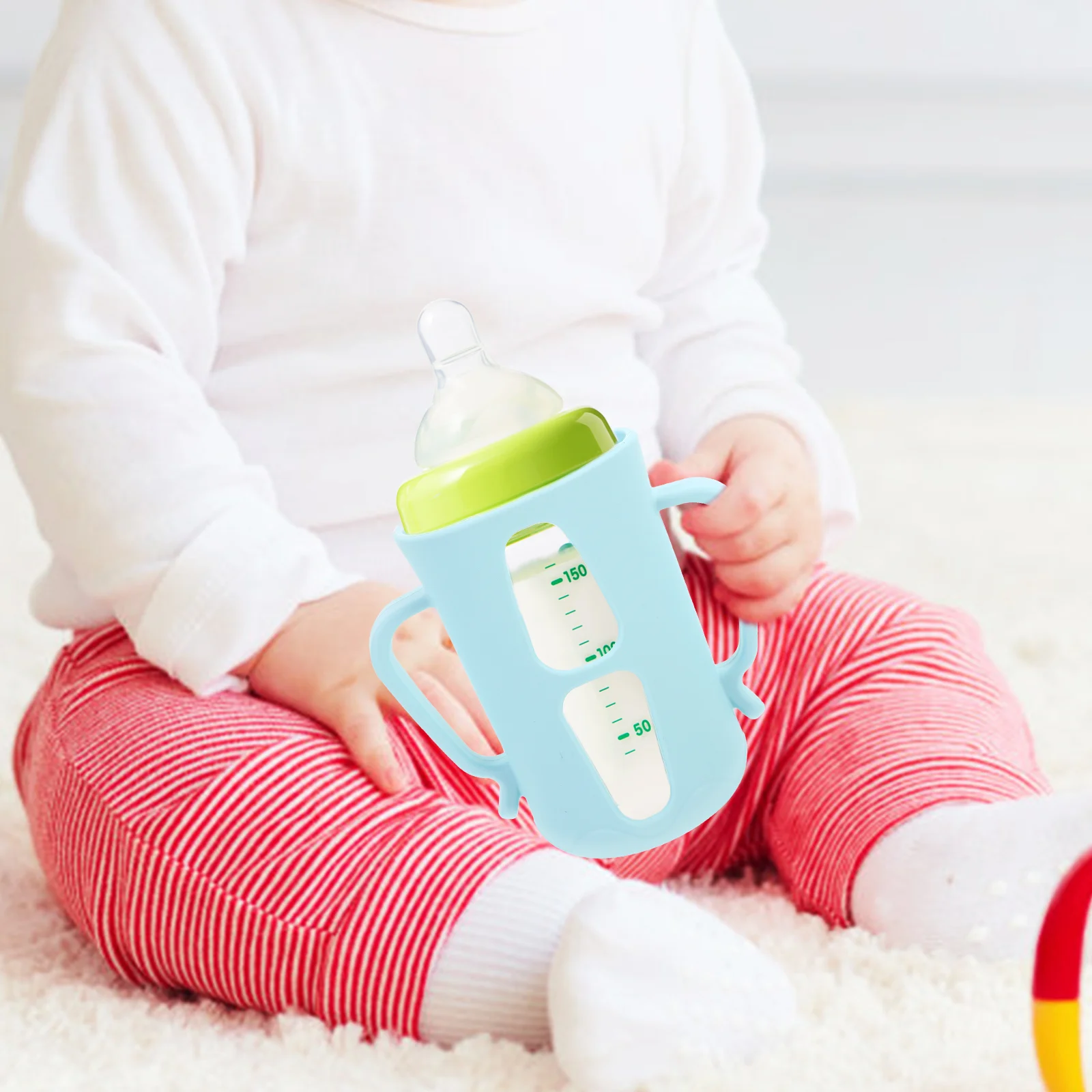 Baby Flasche Griff Baby Flasche Abdeckung Babyflasche Silikon Schutzhülle Anti-verbrühen Milch Hülse Silica Gel für