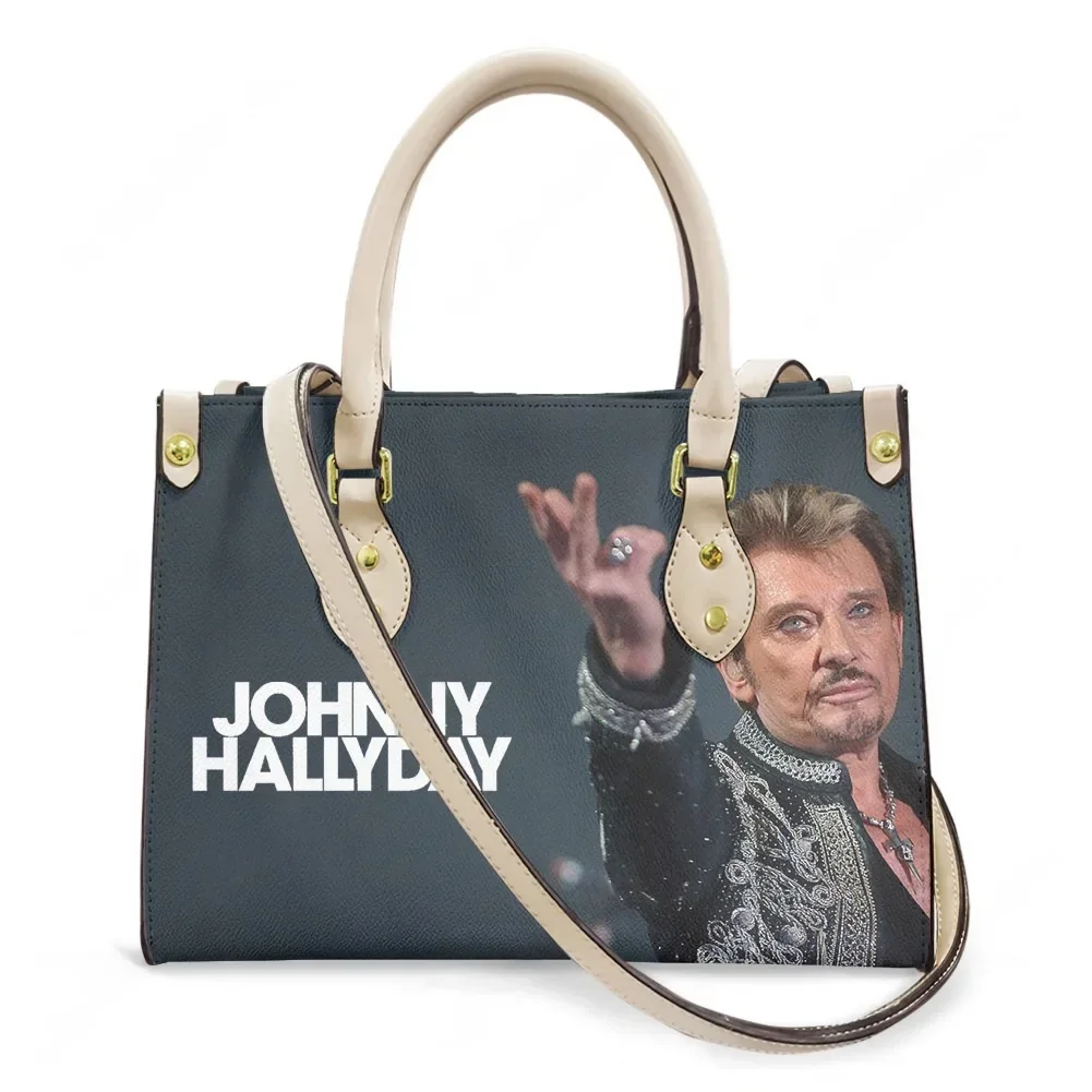

Johnny Hallyday Tote Bag Purse Pop Singer Womens Mens Personalized Text Image PU Leather Handbag Business Shopping Gift Bags