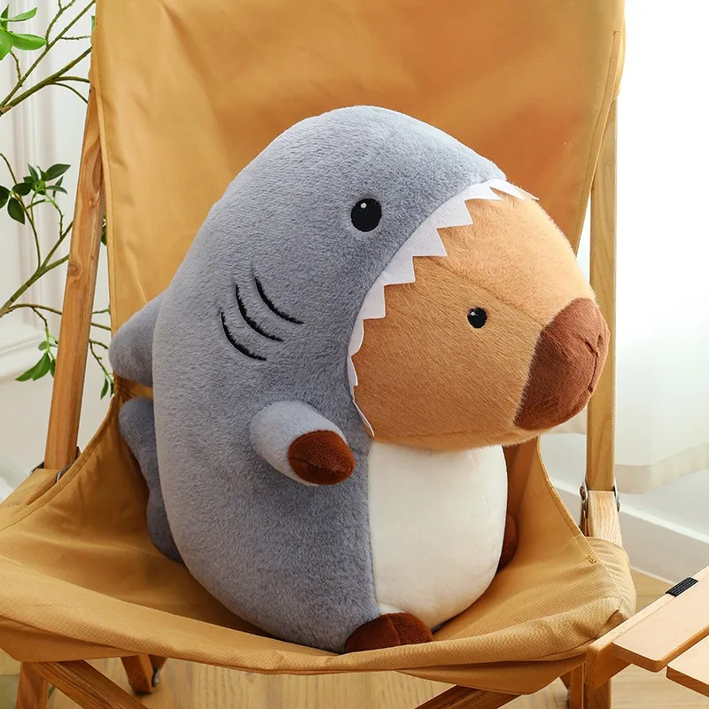 

Kawaii Plush Toy Cute Capybara Stuffed Doll Shark Transform Pillow Soft Cuddly Plushie Kids Birthday Gift for Children Best