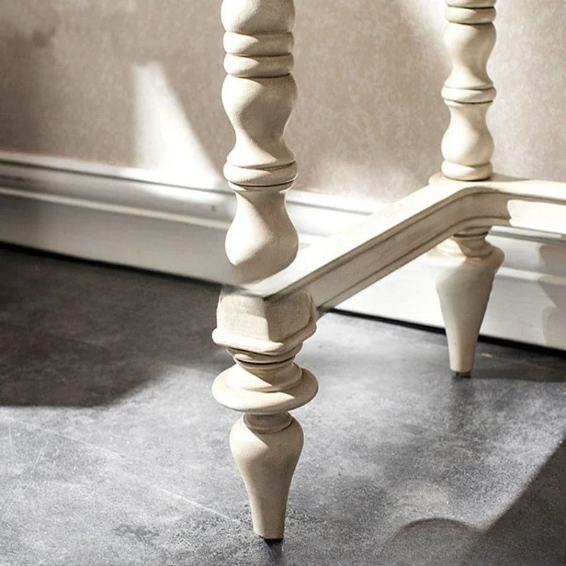 Comò retrò in legno massello country americano, sgabello da tavolo per trucco vecchio bianco moderno e semplice per camera da letto