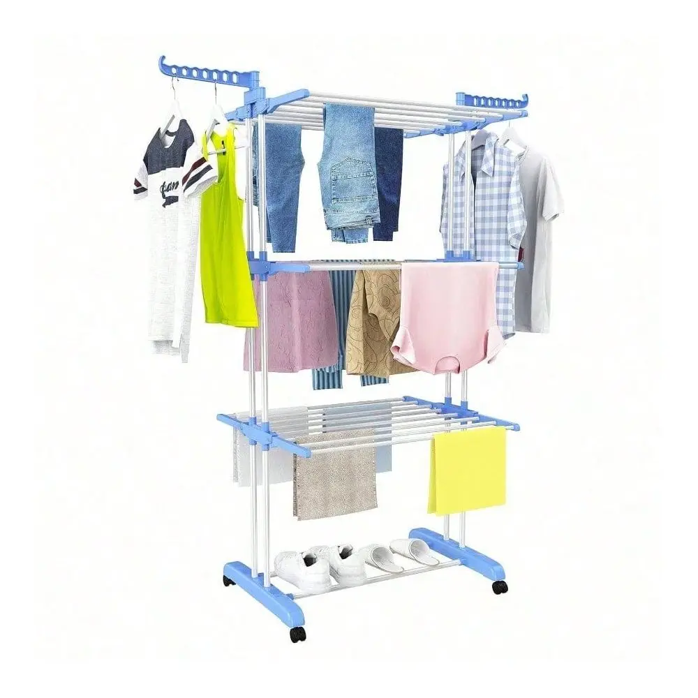 Freestanding Stainless Steel Clothes Rack, Suitable For Drying Clothes, Towels, And Various Garments.