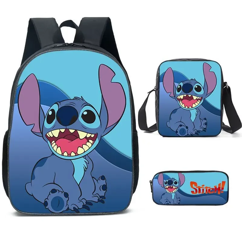 Disney Cartoon Stitch New Kids Backpack 3pcs Set Girls and Boys Schoolbag + Pencilbag+shoulder Bag Suits Teen Outdoor Bag