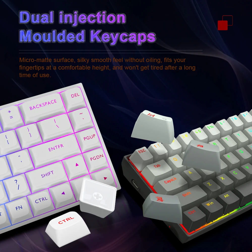 E-YOOSO Hz-68 RGB USB Mini teclado mecánico para jugar con cable 8K RT interruptor magnético 68 teclas para ordenador PC portátil cable desmontable