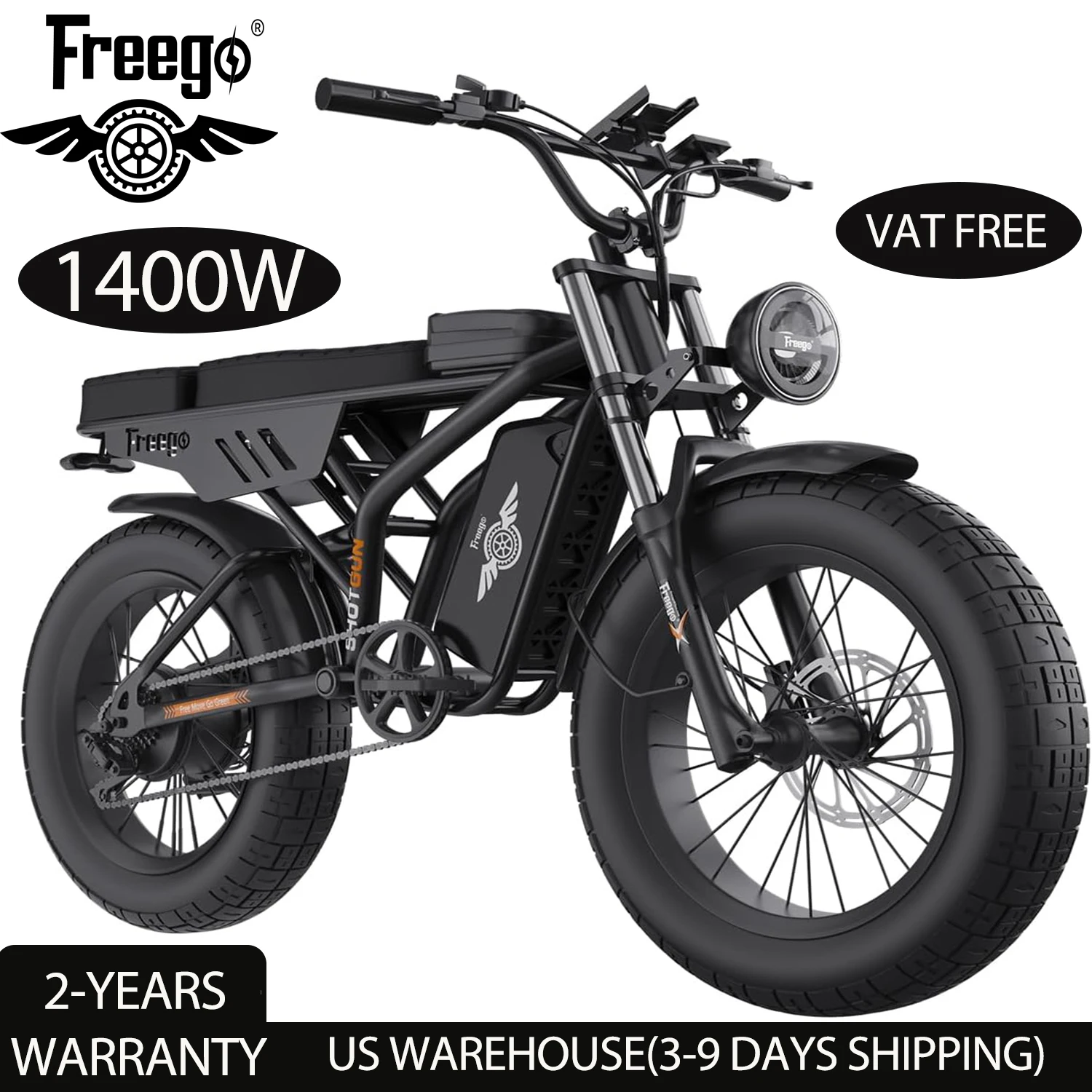 

F2Pro Electric Motorcycle Dirt Bike 1400W 48V/22.5Ah 20" x 4.0" Fat Tires Electric Bicycle Speed 34MPH & 50Miles 7 Speed Ebike