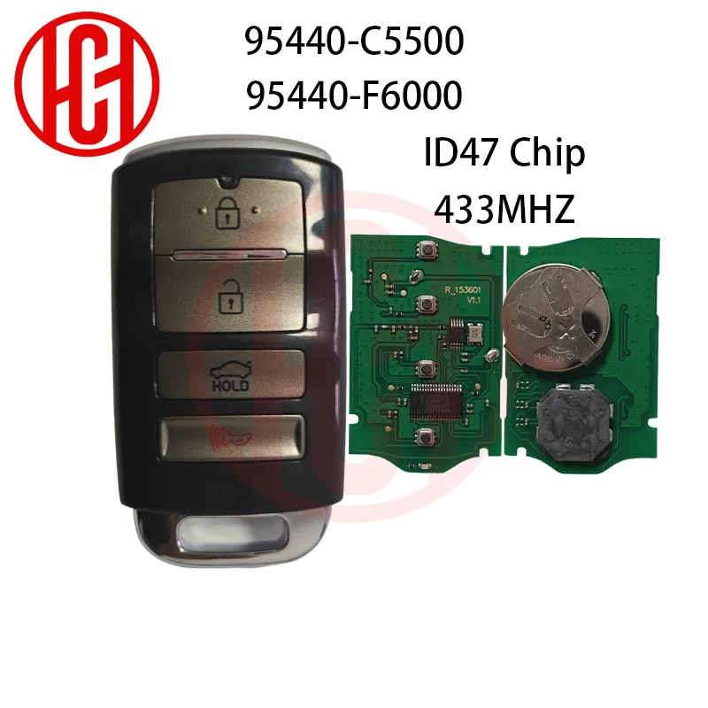 

ID47 433MHZ 95440-C5500 95440-F6000 Keyless Go Car Remote Key For KIA Cadenza 2016-2019 Sorento 2019 4 Buttons Remote Car Key