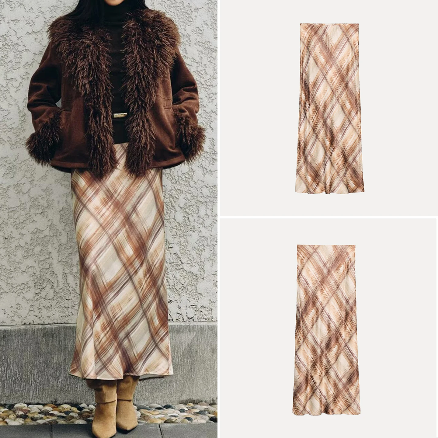 

2025 Autumn New Sle Women's Faion Long Silk Satin Texture Midi Skirt Ele Versatile Ladies' Garment Z Brand