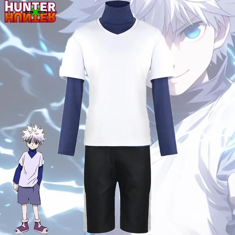 Anime Killua Zoldyck Cosplay Costume Hunter x Hunter School Uniform Top Pants Halloween Christmas Party Outfit Men Women Sets