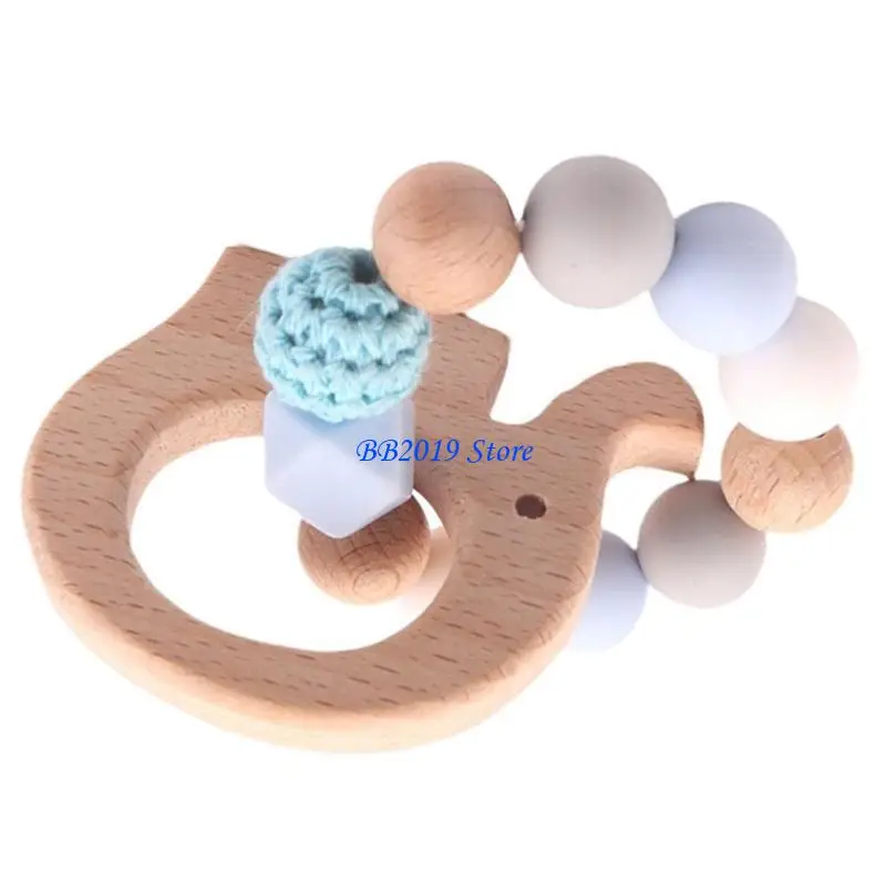 Q0KB لعبة سوار التسنين على شكل طائر/فيل/قلب للأطفال، عضاضة استرضاء للأطفال