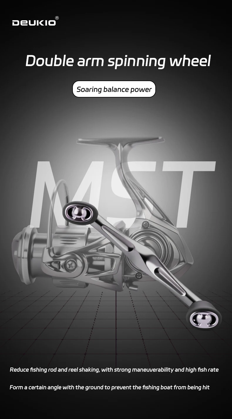 DEUKIO Spinnrolle 5.2:1 8KG Max. Bremskraft Metallflachspule für reibungsloses Auswerfen von Köderrollen für Barsch, Hecht, Zander – Detail 5