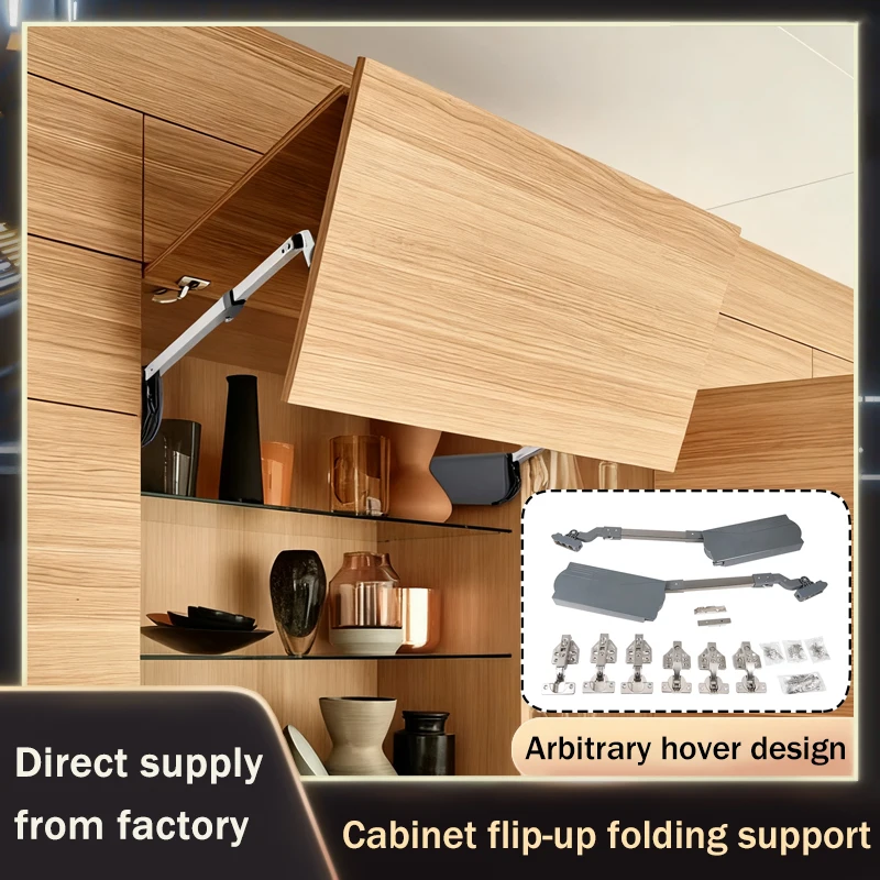 Summit Heavy Duty Hydraulic Damping Folding Cabinet Support Gas Spring Adjustable Force Free Stop For Upward Hinged Doors