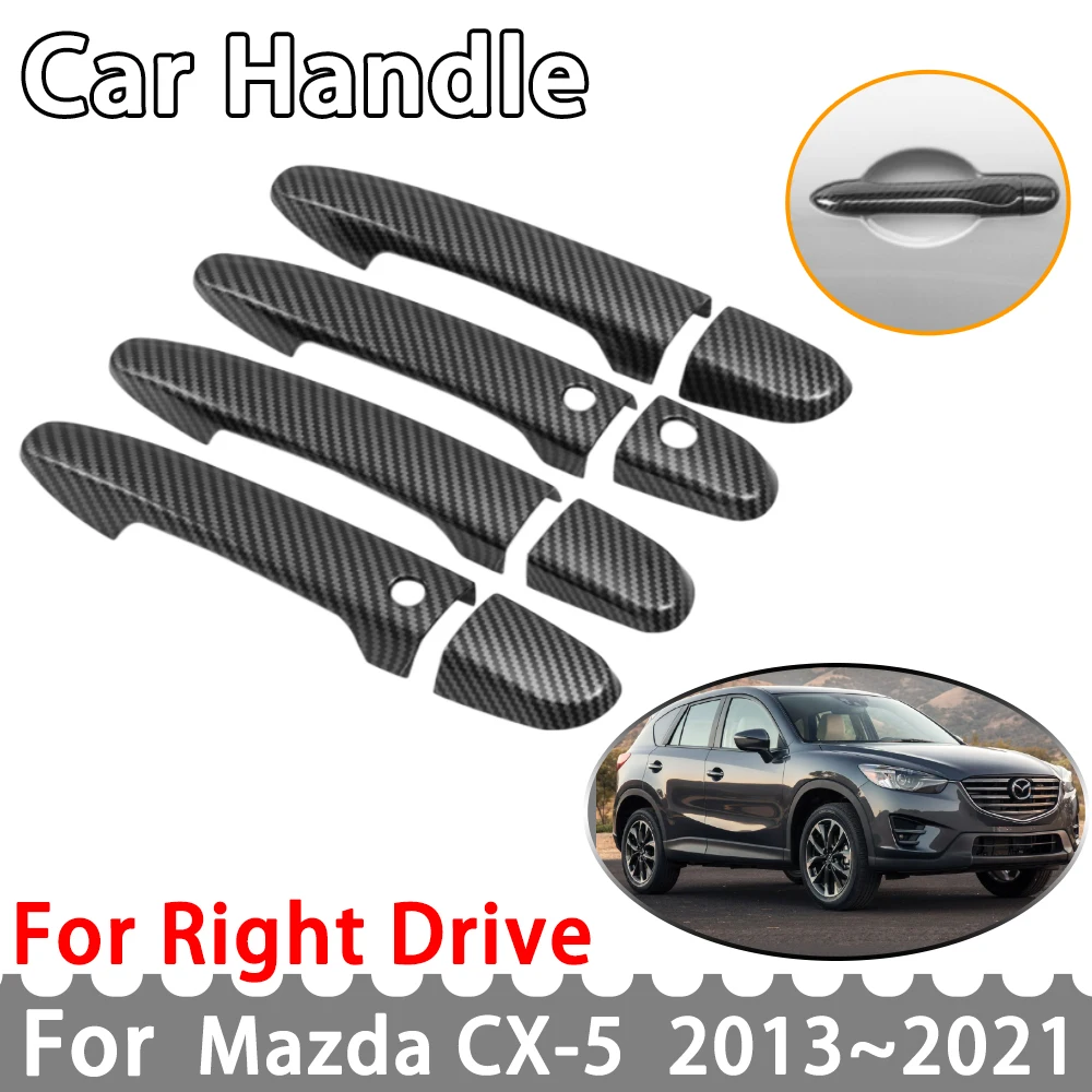 

for Mazda CX-5 CX5 CX 5 KE KF Right Drive 2013~2021 2016 2017 2018 2019 Carbon Fiber Door Handle Cover Car Accessories Stickers