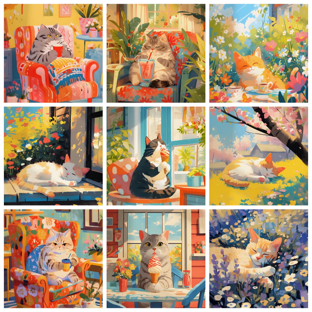 

Cats Flower 500/1000/1200/2000PCS Jigsaw Puzzles Family Activity Games for Gameroom Bedroom Home Decor Gift Frameless