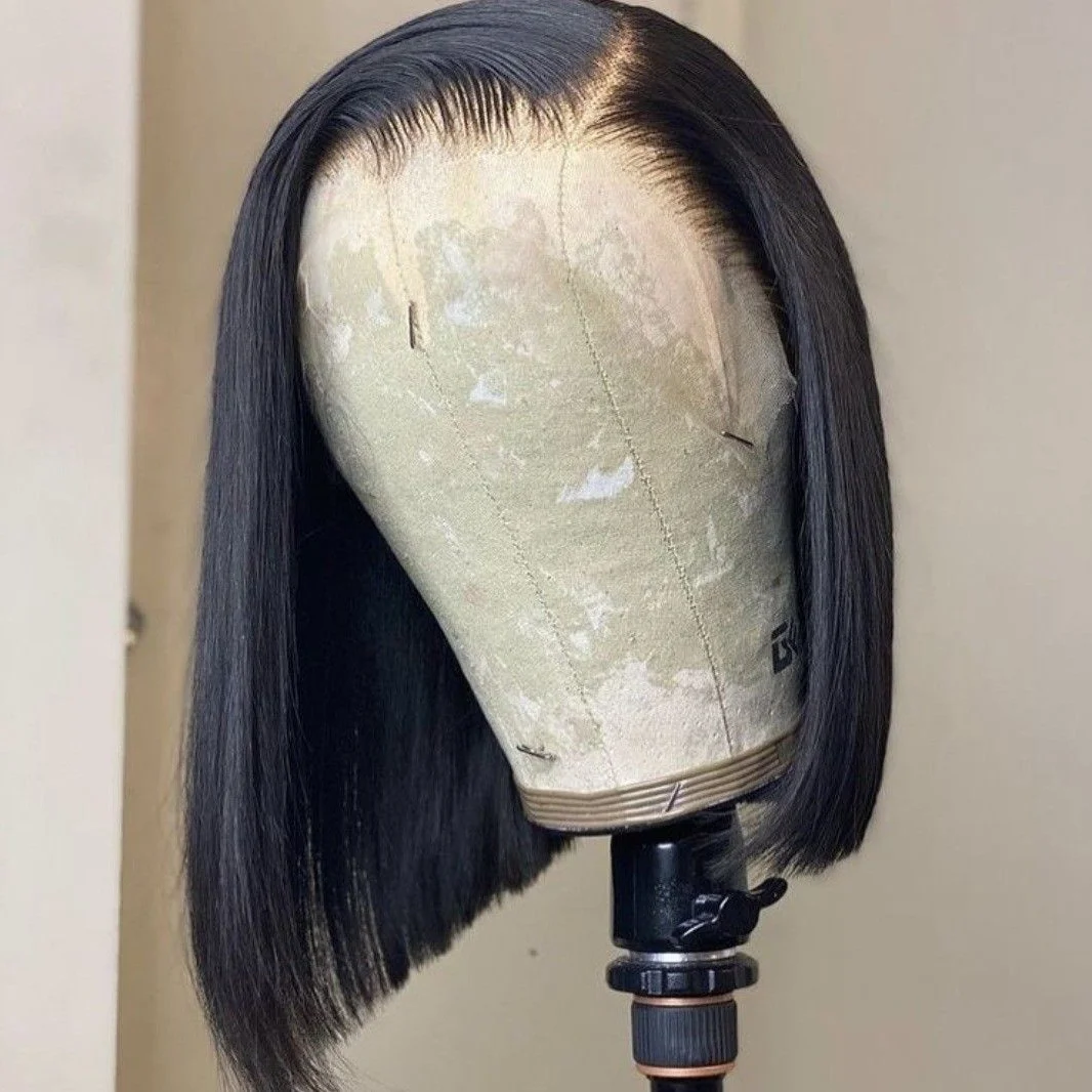 

Парик из натуральных волос с HD-кружевом 13x4, 200% плотность, для женщин, вьетнамские прямые короткие боб-парики, прозрачный фронтальный парик с предварительно выщипанными волосами