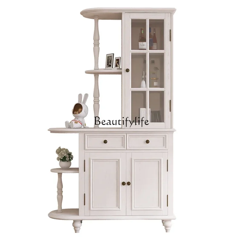 

1American solid wood partition cabinet wine rack living room entrance door double-sided dining side cabinet