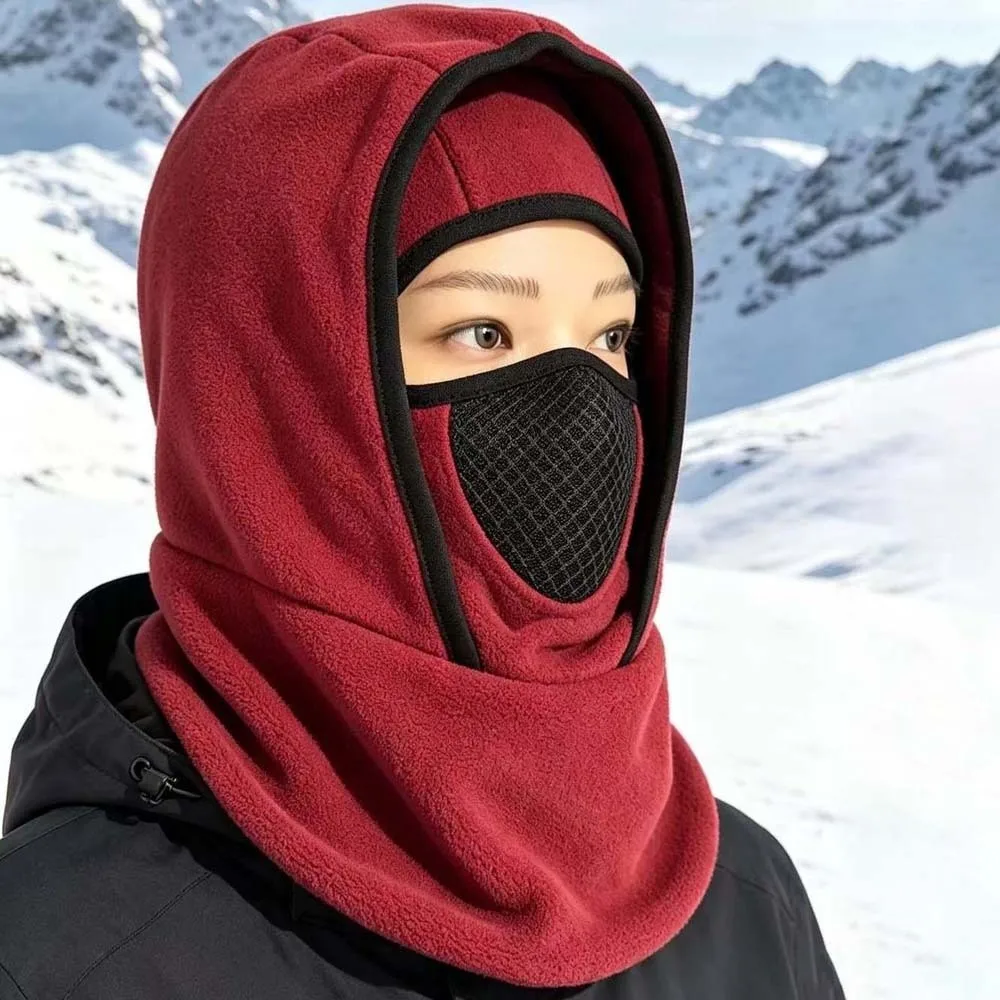 Fleece Lined Fleece Balaclava Breathable Mesh Lightweight Winter Cycling Hat Thermal Retention Soft Velvet Thermal Neck Warmer