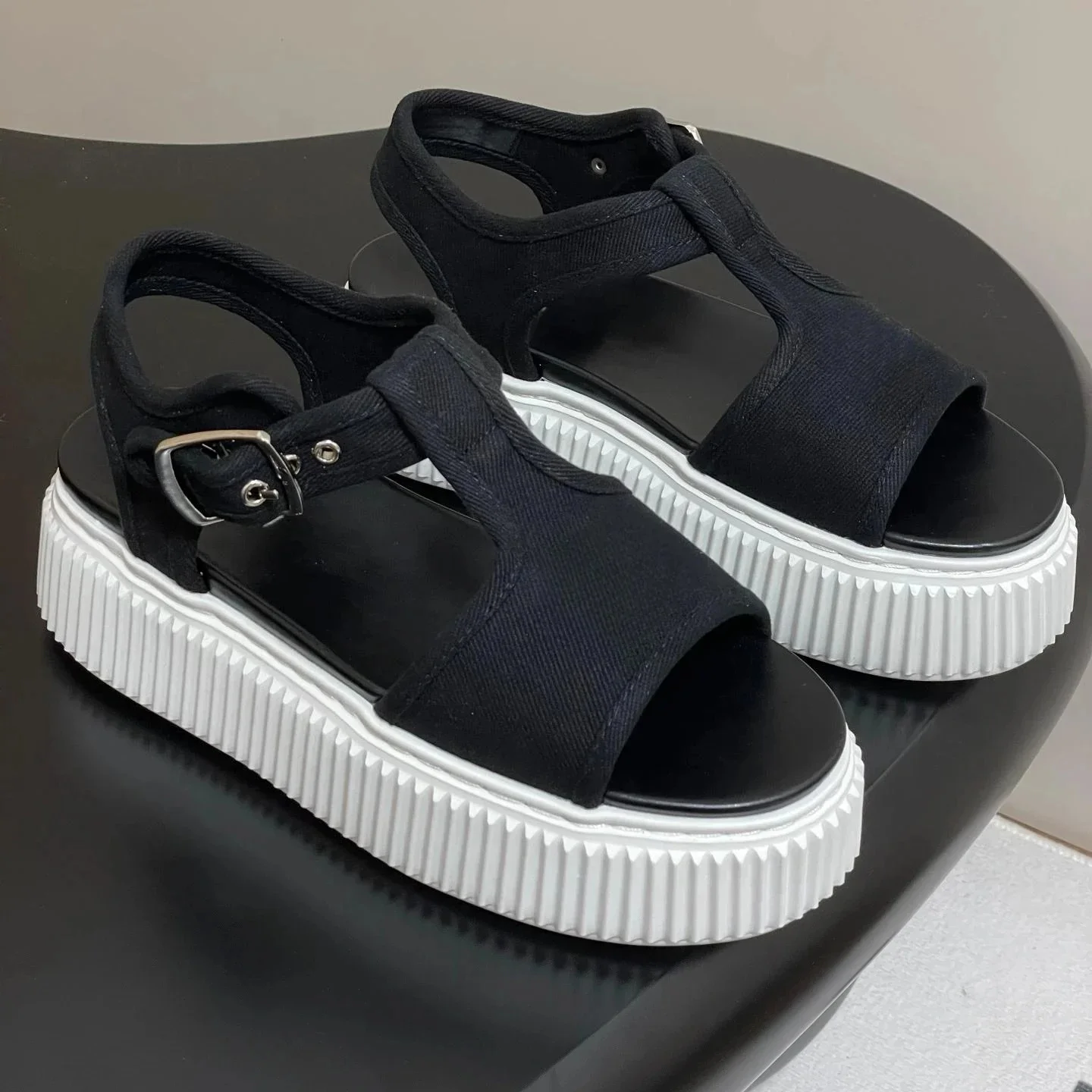 

Новейшие летние женские сандалии-гладиаторы Мэри Джейн на платформе с открытым носком, на толстой подошве, с ремешками и пряжками, из ткани