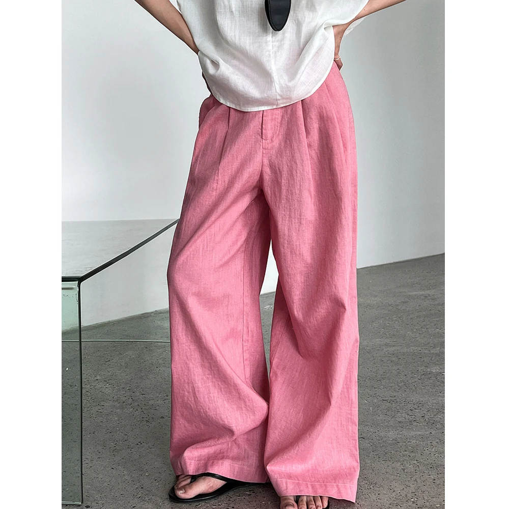 New Arrival Cotton And Linen Women Summer Wide Leg Pants High Waist Casual Stright Pants Female Women Clothes Long Trousers
