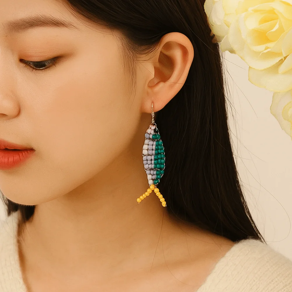 

4pcs/set Cute Earring Accessories 3D Fish Shaped Colorful Beads Diy Charms Cartoon Handmade Craft Bag Pendant